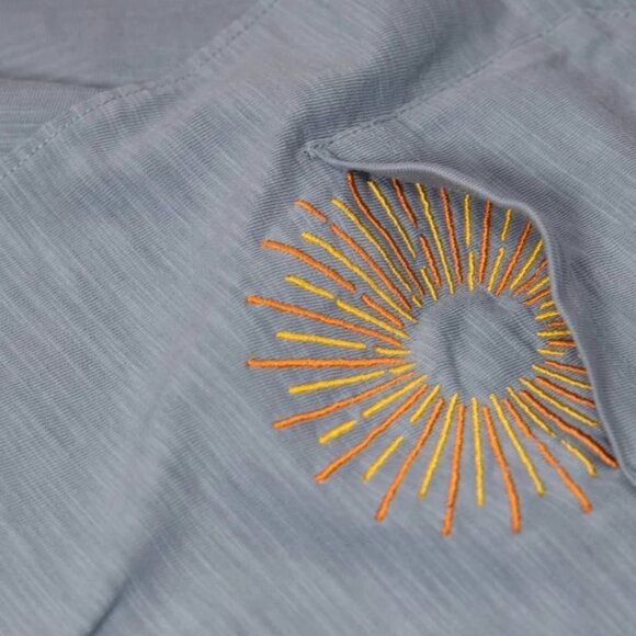 Baja Llama Dusty Blue Sun Embroidered Slub Pima Tee - Picture 3 of 3